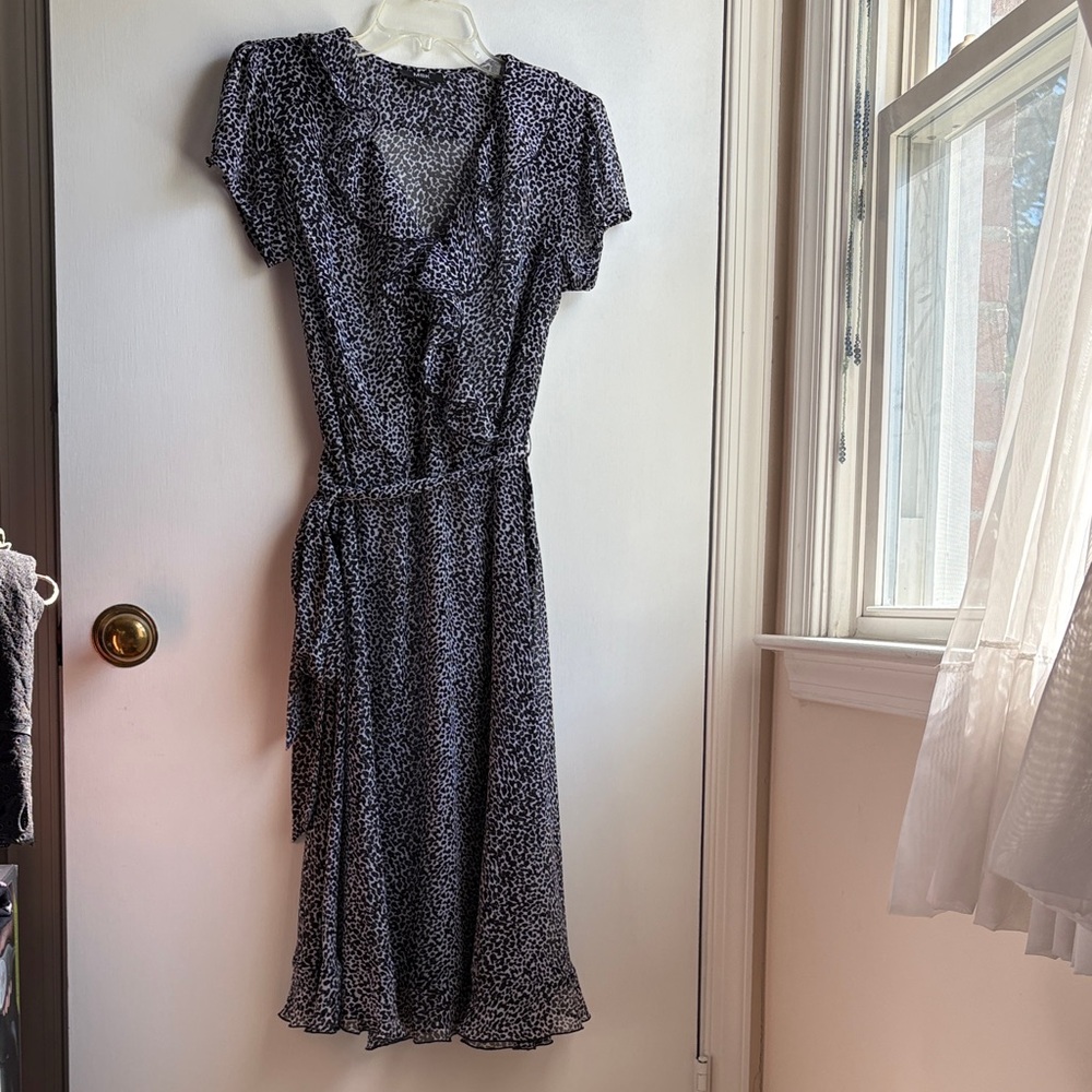 MSK Black and White Patterned Sheer Midi Dress